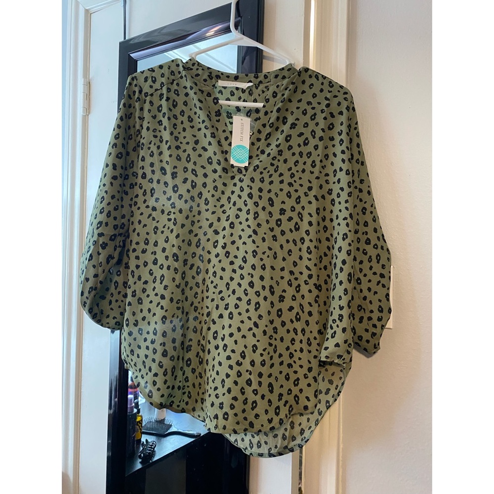 COPY - Cheetah Print Split Neck Blouse